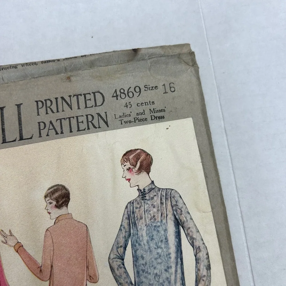 McCall Antique Early 1900's Pattern #4869 Ladies/Misses 2 Pc Dress Sz16 HTF RARE